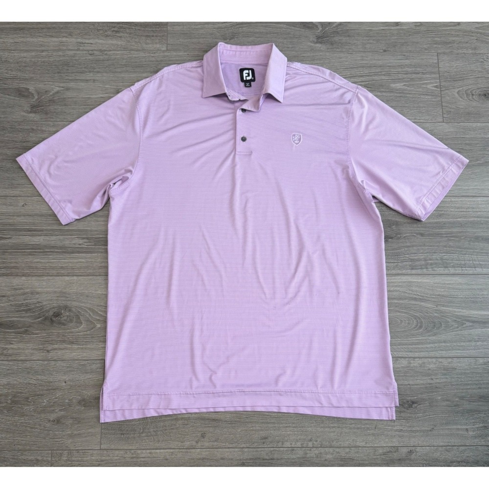 FootJoy Polo Shirt XXL Purple Striped Golf Performance Athletic Preppy